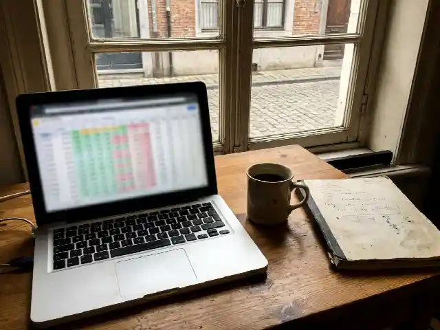 Ordinateur portable avec un tableau de budget dans un bureau de PME